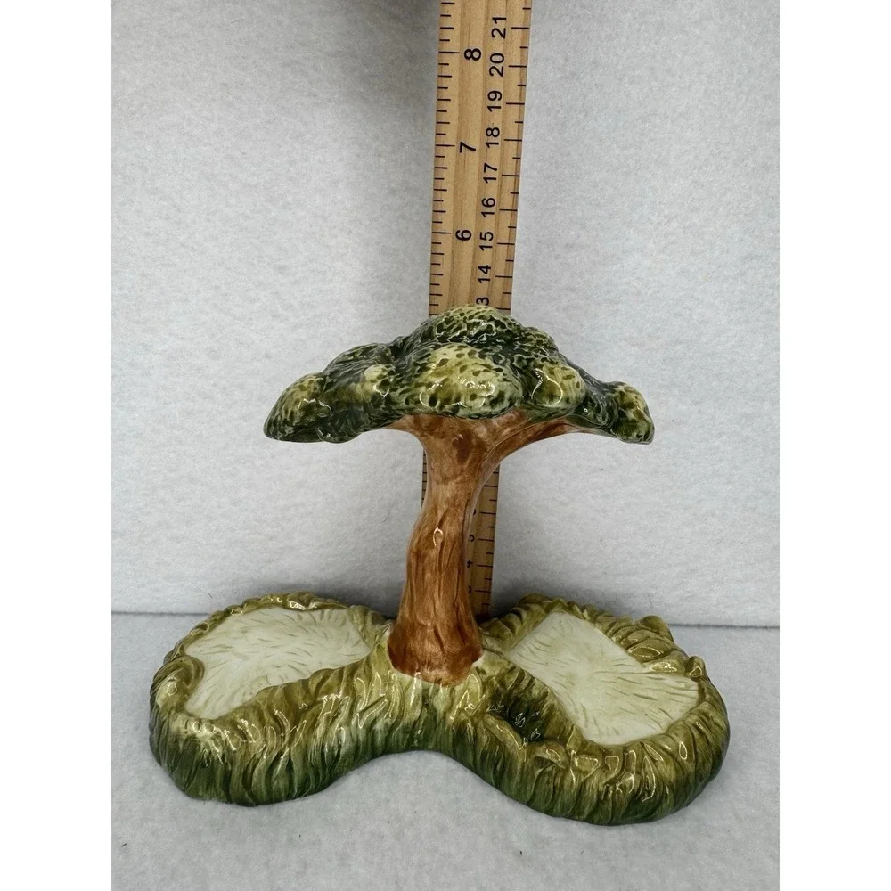 Elephant Family Salt & Pepper Shakers Ceramic Tree Holder Safari Figurine Set